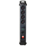 4-վարդակիցով վարդակ՝ սնուցման անջատիչով, արծաթագույն, էլեկտրոնիկա 49644, 3680W, սև