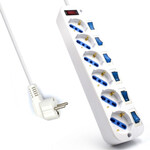 Հոսանքի վարդակ - 6 վարդակ անջատիչով Ewent EW3932-3M 3500W (3 մ)