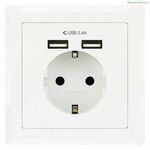 Պատի խրոցակ 2 USB միացքներով TooQ 10.35.0010 5V/2.4A սպիտակ 2,4 A