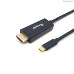 USB A-ից USB-C մալուխ, սև, 1 մ