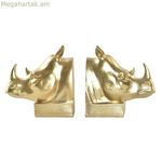 Գրքի պահոց DKD Տան դեկոր Rhinoceros Ոսկեգույն խեժե գաղութային 15 x 7,5 x 14,5 սմ