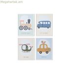 Նկարչություն Տուն ESPRIT Դեղին Կապույտ Կտավ 30 x 1,8 x 40 սմ (4 հատ)