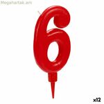 Մոմ ծննդյան համար 6 կարմիր (12 հատ)