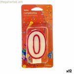 Ծննդյան մոմ թիվ 0 սպիտակ կարմիր (12 հատ)