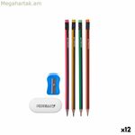 Մատիտների հավաքածու Pincello 476 դեղին-կարմիր-կանաչ մատիտի սրիչ-ջնջիչ (12 հատ)