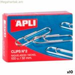 Սեղմակներ Apli Nº 2 Արծաթե նիկել 32 մմ (10 միավոր)