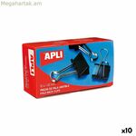 Սեղմակներ Apli սև արծաթագույն 19 մմ (10 հատ)