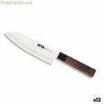Խոհանոցային դանակ Quttin SANTOKU Takamura շագանակագույն արծաթագույն 17 սմ (12 հատ)