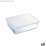 Ուղղանկյուն լանչի արկղ կափարիչով Pyrex Cook&freeze 28 x 23 x 10 սմ 4,2 լ թափանցիկ սիլիկոնե ապակի (3 հատ)
