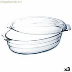 Մատուցման սկուտեղ Ô Cuisine Ocuisine Vidrio Կափարիչով 3 լիտր 1,1 լիտր Թափանցիկ ապակի 3 միավոր