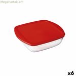 Քառակուսի ճաշի տուփ կափարիչով Ô Cuisine Cook & Store կարմիր 1 լ 20 x 17 x 6 սմ սիլիկոնե ապակի (6 հատ)