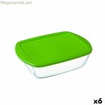 Ուղղանկյուն ճաշի արկղ Pyrex Cook & Store կանաչ կափարիչով 1,1 լ 23 x 15 x 7 սմ սիլիկոնե ապակի (6 հատ)