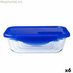 Հերմետիկ փակվող ճաշի տուփ Pyrex Cook & Go 20,5 x 15,5 x 6 սմ կապույտ 800 մլ ապակի (6 հատ)