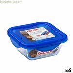 Հերմետիկ փակվող ճաշի տուփ Pyrex Cook & Go 16,7 x 16,7 x 7 սմ կապույտ 850 մլ ապակի (6 հատ)