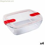 Հերմետիկ լանչի տուփ Pyrex Cook & Heat 2,5 լիտր թափանցիկ ապակի (4 հատ)