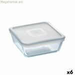 Քառակուսի ճաշի տուփ կափարիչով Pyrex Cook&freeze թափանցիկ սիլիկոնե ապակի 850 մլ 15 x 15 x 6 սմ (6 հատ)
