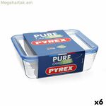 Հերմետիկ լանչի տուփ Pyrex մաքուր ապակուց թափանցիկ ապակի (800 մլ) (6 հատ)
