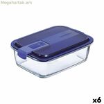 Հերմետիկ փակվող ճաշի տուփ Luminarc Easy Box կապույտ ապակե (6 հատ) (1,22 լ)