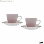 Quid Vita Morning Pink Ceramic բաժակների հավաքածու ափսեներով (4 հատ) (6 հատ)