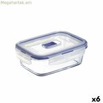 Հերմետիկ փակվող ճաշի տուփ Luminarc Pure Box Active 16 x 11 սմ 820 մլ երկգույն ապակի (6 հատ)