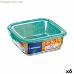 Քառակուսի ճաշի տուփ կափարիչով Luminarc Keep'n Lagon 760 մլ 13 x 6 սմ փիրուզագույն ապակի (6 հատ)