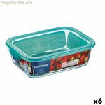 Ուղղանկյուն ճաշի տուփ կափարիչով Luminarc Keep'n Lagon 12 x 8,5 x 5,4 սմ փիրուզագույն 380 մլ ապակի (6 հատ)