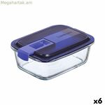 Հերմետիկ ճաշի տուփ Luminarc Easy Box կապույտ ապակե (6 հատ) (820 մլ)