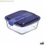 Հերմետիկ ճաշի տուփ Luminarc Easy Box կապույտ ապակե (760 մլ) (6 հատ)