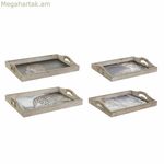 Սկուտեղ DKD տան դեկորի համար 40,5 x 30 x 6,5 սմ բազմագույն MDF փայտից (2 հատ)