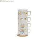 Սուրճի բաժակների հավաքածու DKD Home Decor բազմագույն մետաղական բամբուկե դոլոմիտ 260 մլ