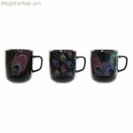 Բաժակ DKD Տան Դեկորի Ճենապակյա Սև Վարդագույն (11.5 x 8.5 x 10 սմ) (3 հատ) (380 մլ)