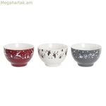 Ամանների հավաքածու DKD Home Decor սպիտակ կարմիր մոխրագույն ճենապակյա 500 մլ 13 x 13 x 8 սմ (3 հատ)