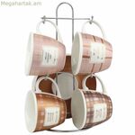 Սուրճի բաժակների հավաքածու DKD Home Decor սպիտակ, շագանակագույն, վարդագույն, մետաղական, ճենապակյա 210 մլ