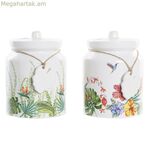 Թիթեղյա DKD Տան դեկոր Այգի Բազմագույն Արևադարձային 15 x 15 x 21 սմ (2 հատ)