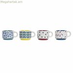 Սուրճի բաժակների հավաքածու DKD Home Decor դեղին կապույտ բազմագույն փիրուզագույն մարուն մետաղական քարե իրեր 150 մլ