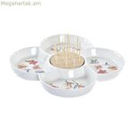 Խորտիկների սկուտեղ DKD Տան դեկոր Բազմագույն բնական բամբուկե քարե ամանեղեն արևադարձային 22 x 22 x 7 սմ