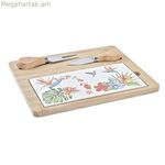 Պանրի տախտակ DKD տան դեկորի համար՝ բամբուկե քարե ամանեղեն 24,5 x 20 x 1,2 սմ (4 հատ)