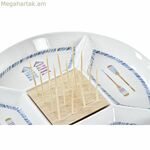 Խորտիկների սկուտեղ DKD Տան դեկոր Կապույտ բնական բամբուկե քարե ամանեղեն Միջերկրածովյան 23,5 x 23,5 x 7 սմ