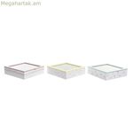 Թուրմերի տուփ DKD տան դեկոր դեղին կարմիր կանաչ մետաղական բյուրեղ MDF փայտ 3 հատ 24 x 24 x 7 սմ