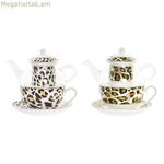 Թեյնիկ DKD Տան Դեկոր՝ Լեոպարդի բյուրեղյա ճենապակյա, շագանակագույն, թափանցիկ սպիտակ (2 հատ)