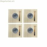 Սուշիի հավաքածու DKD տան դեկորի համար 14,5 x 14,5 x 31 սմ կապույտ արևելյան քարե ամանեղեն (16 հատ)