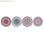 DKD Տան դեկորի տակդիրներ՝ մանդալա, 4 հատ (10,8 x 10,8 x 0,7 սմ)