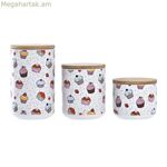 3 աման DKD տան դեկոր բնական սպիտակ բազմագույն բամբուկե քարե ամանեղեն 10 x 10 x 17 սմ կեքս