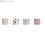 Բաժակ DKD Տան Դեկոր Սև Կապույտ Վարդագույն Սպիտակ Քարե Ծածկույթ (310 մլ) (4 հատ)