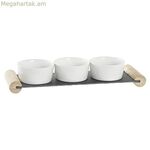 Խորտիկների սկուտեղ DKD Home Decor սպիտակ սև քարե տախտակ 33 x 10 x 5,8 սմ