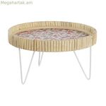 Խորտիկների սկուտեղ DKD Home Decor 26 x 26 x 14,5 սմ Բնական Մետաղ MDF Փայտ Շեբի Շիկ