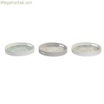 Սկուտեղ DKD տան դեկորի համար, բեժ, շագանակագույն, տերակոտա, սպիտակ, կանաչ, 35 x 35 x 5 սմ, MDF, փայտ, 40 x 30 x 5 սմ (3 հատ)