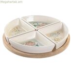 Խորտիկների սկուտեղ DKD Տան դեկոր 21,5 x 21,5 x 1 սմ Բեժ սպիտակ քարե ամանեղեն ավանդական