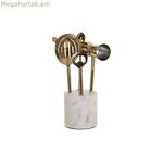 Կոկտեյլի հավաքածու DKD տան դեկոր 10 x 3 x 21 սմ Արծաթագույն Ոսկեգույն Չժանգոտվող պողպատ Մարմար