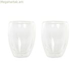 Ակնոցների հավաքածու DKD Home Decor թափանցիկ բյուրեղապակյա բորոսիլիկատային ապակի 380 մլ 2 հատ